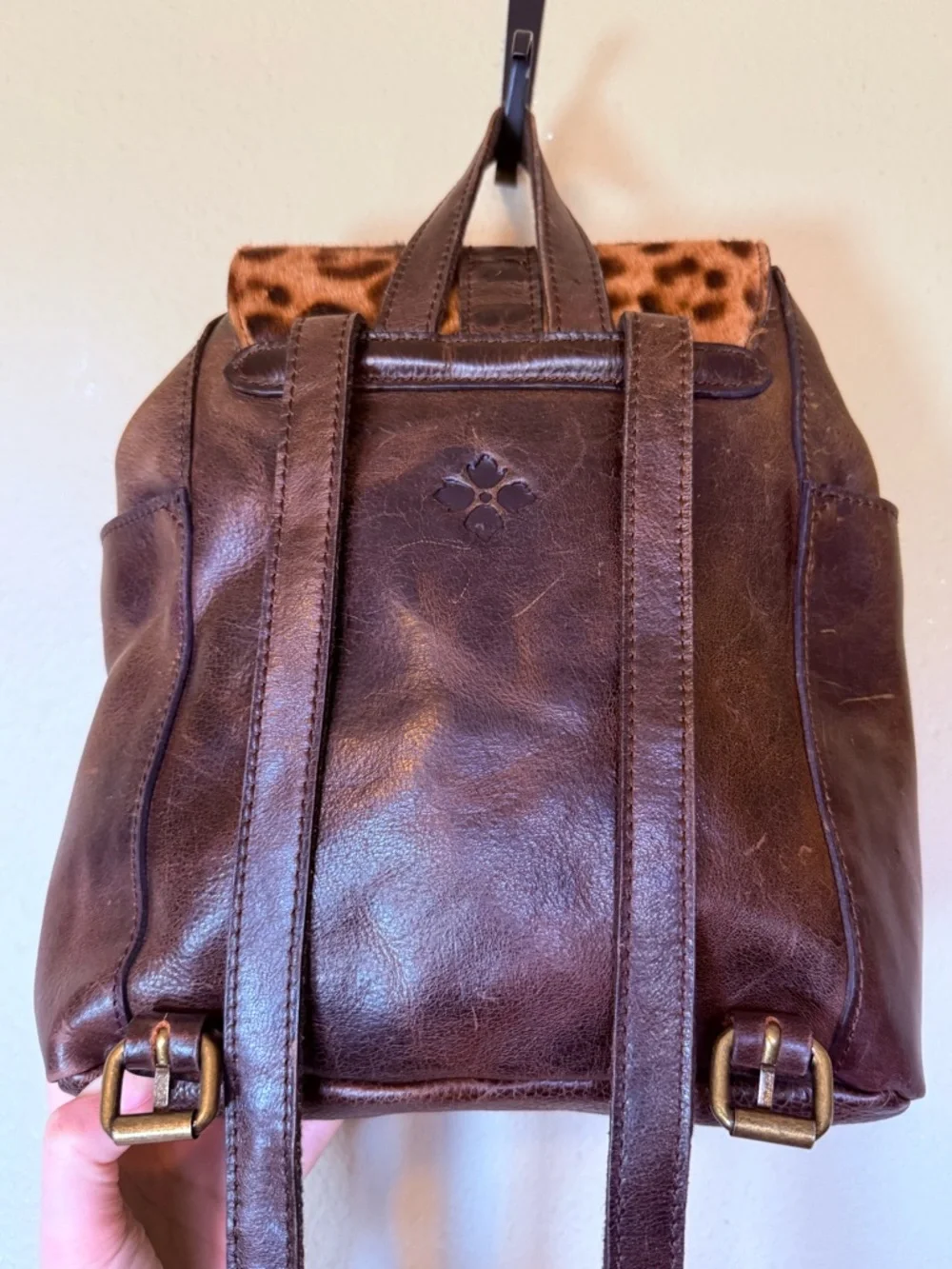 Patricia Nash Leather Aberdeen Leopard Haircalf Backpack